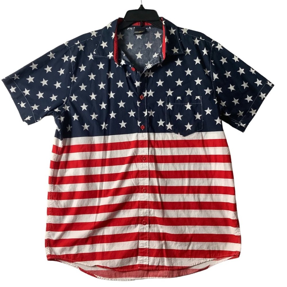Fifth Sun American Flag Shirt Oversized Men Size XL Patriotic 4th of July Cotton